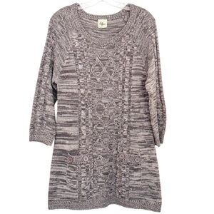 Effeci Size XL Pullover Gray Tunic Cable Knit Acrylic Sweater